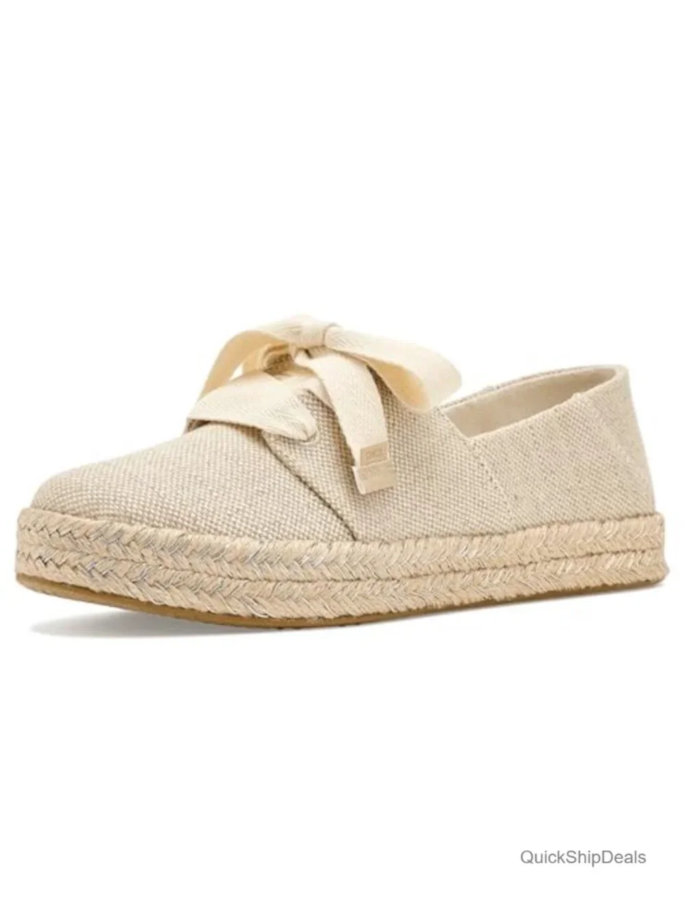 TOMS Women's Lace-Up Flatform Espadrille Shoes Canvas Casual